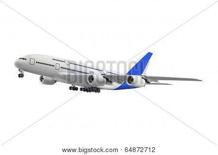 Large passenger airplane isolated on white background