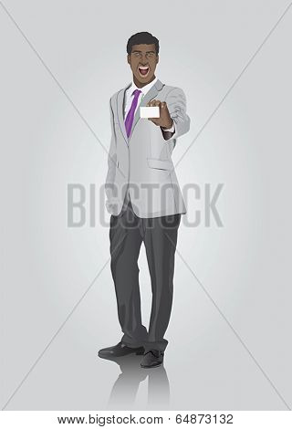 Businessman showing white card