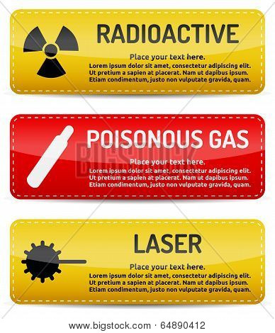 Radioactive, Poisonous Gas, Laser - Danger Sign Set