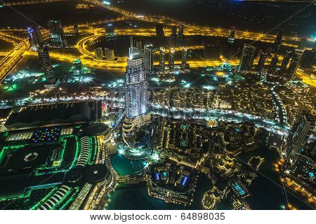 Address Hotel At Night In The Downtown Dubai Area Overlooks The Famous Dancing Fountains