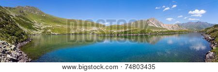 Panorama mountain lake in alps