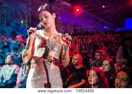 MOSCOW - OCTOBER 17: Concert by Gogol-center artists. First Moscow International Forum - Culture. Look into the future on October 17, 2014 in Moscow, Russia.