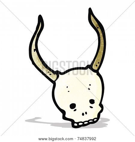 cartoon horned devil skull