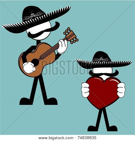 mexican mariachi pictogram cartoon love