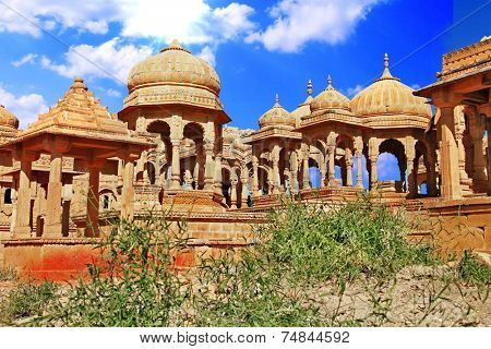 The royal cenotaphs in Jaisalmer,India