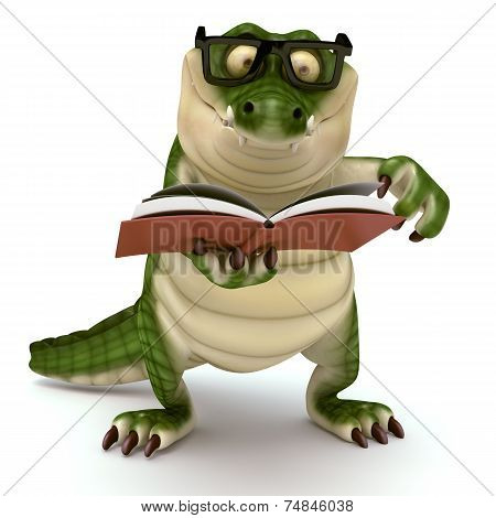 Croc reading book