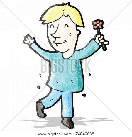 cartoon man with flower