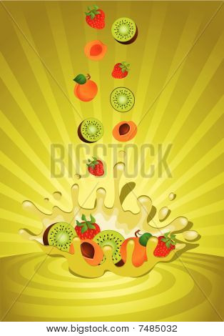 Fruta saborosa no iogurte.