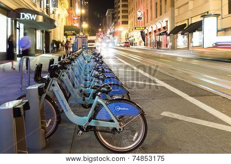 San Francisco - October 17 2014: Bike Share in the Bay Area with 700 bikes