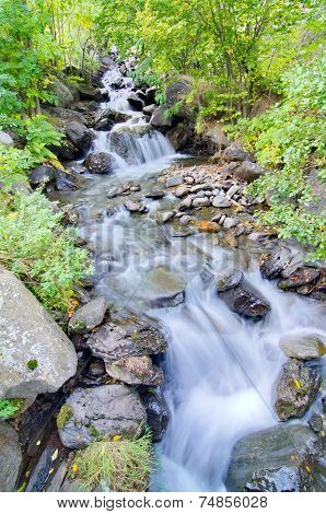 Long Exposure Stream And Waterfalls In Andorra