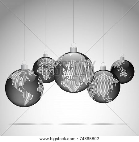 Christmas Ornaments With World Dotted Maps