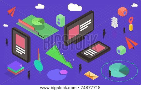 Isometric Items for infographic