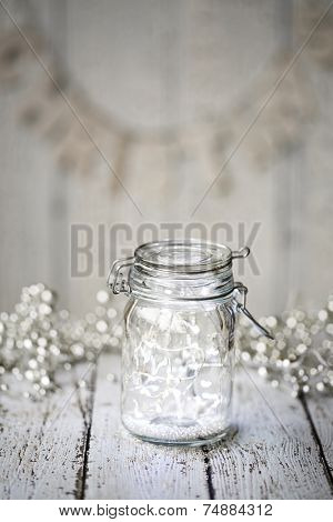 Fairy lights in a jar