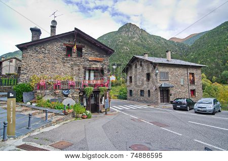 Typical Traditional Dark Brick Andorra Rural Houses