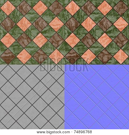 Floor Tiles Seamless Generated Texture (Diffuse, Bump, Normal)