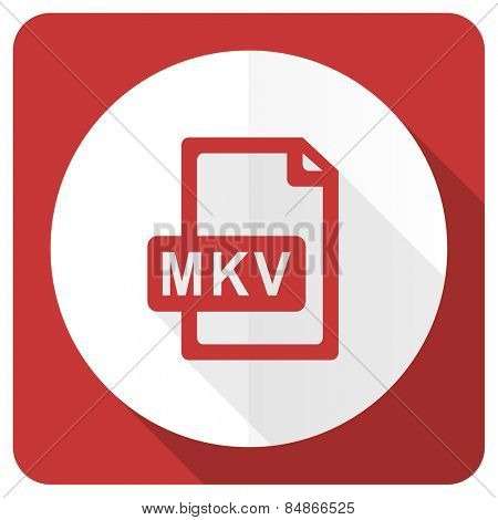 mkv file red flat icon  