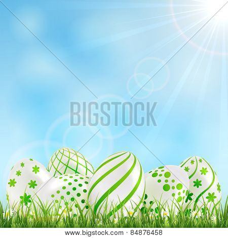 Green Easter Egg In A Grass