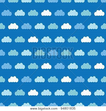 Vector Clouds Blue Sky Seamless Pattern