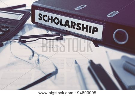 Scholarship on Office Folder. Toned Image.