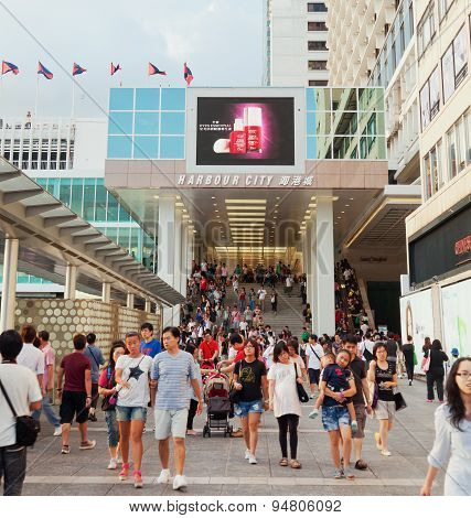 Shoppers outside Harbour City, a shopping mall in Hong Kong