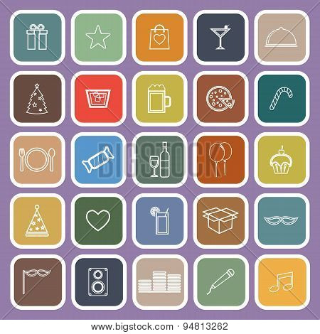 Party Line Flat Icons On Violet Background