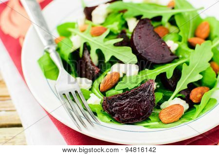 Roast Beet, Almond, Feta And Rocket Salad