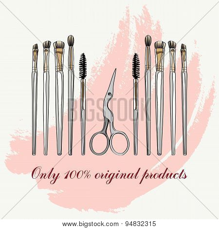 cosmetic brush and scissors