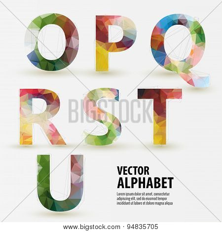 Abstract colored polygonal triangular modern alphabet design bac