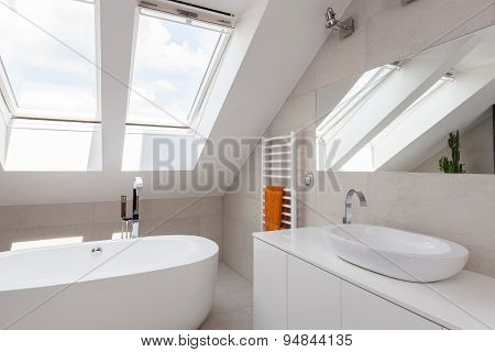 Skylight In Designed Bathroom