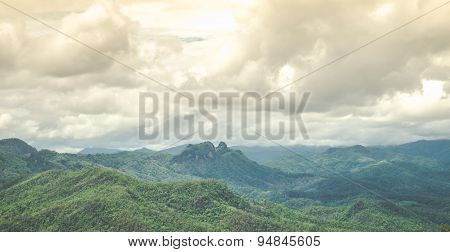 Autumn Foggy Landscape In Chiangmai Thailand