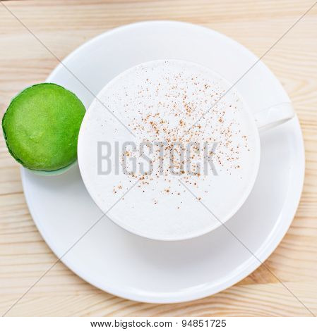 Colorful traditional French Makarons on   the table