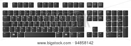 Computer keyboard, UK layout, black keys