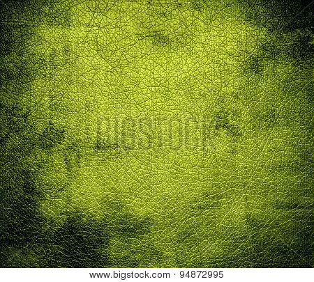Grunge background of android green leather texture