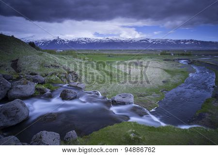 View From Gluggafoss Waterfall In South Iceland