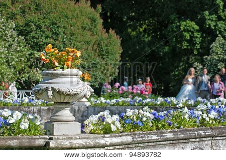 Tsarskoye Selo (Pushkin), Saint-Petersburg, Russia. Fragment of the Fountain-Vase in the Private Gar