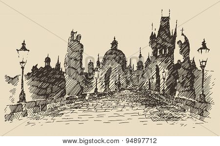 Charles Bridge Prague Czech Republic vintage