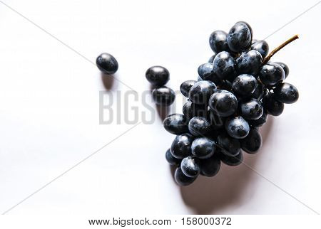 Dark grapes Isolated on white background. delicious fruit