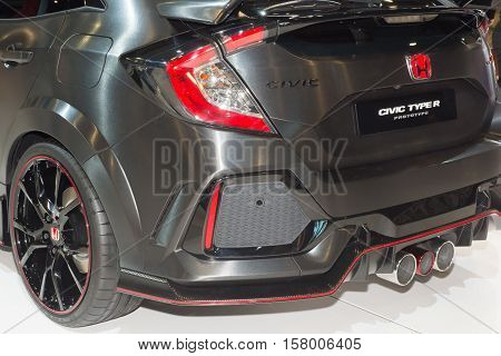 LAS VEGAS NV/USA - NOVEMBER 2 2016: A 2017 Honda Civic Type R Prototype car at the Specialty Equipment Market Association (SEMA) 50th Anniversary auto trade show.