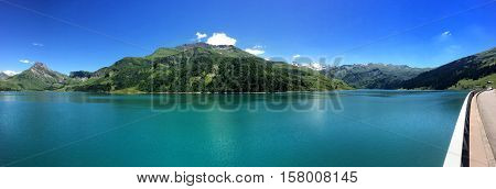 landscape with a beautiful lake of a dam with road