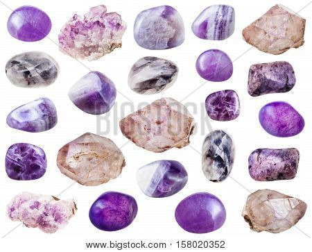 Set Of Various Amethyst Crystals And Gemstone