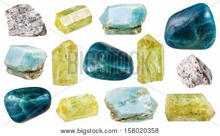 Various Apatite Crystals, Rocks And Gemstones