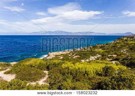 rocky cliffs of Melagavi cape near Loutraki, Corinthia