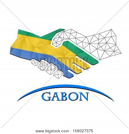 Handshake logo made from the flag of Gabon.