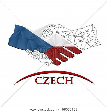 Handshake logo made from the flag of Czech.