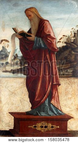 ZADAR, CROATIA - DECEMBER 12: Vittore Carpaccio: Saint Simon, Altarpiece, permanent exhibition of church art in Zadar, Croatia on December 12, 2011