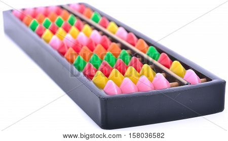 abacus, account, addition, calculate multicolor sponge scrub on white background