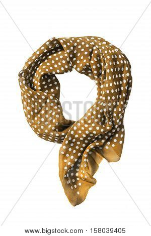 Tied yellow chiffon kerchief isolated over white