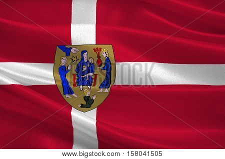 Flag of Ringsted is a municipality in Denmark in Zealand Region. 3d illustration