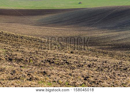 Background of Moravian fields area called the Moravian Tuscany Czechia.