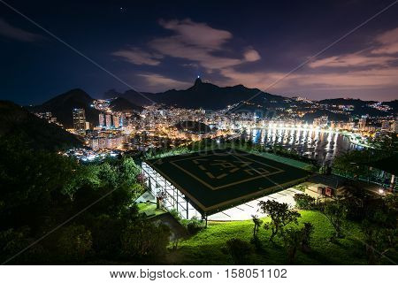 Night View of Botafogo in Rio de Janeiro from Urca Mountain